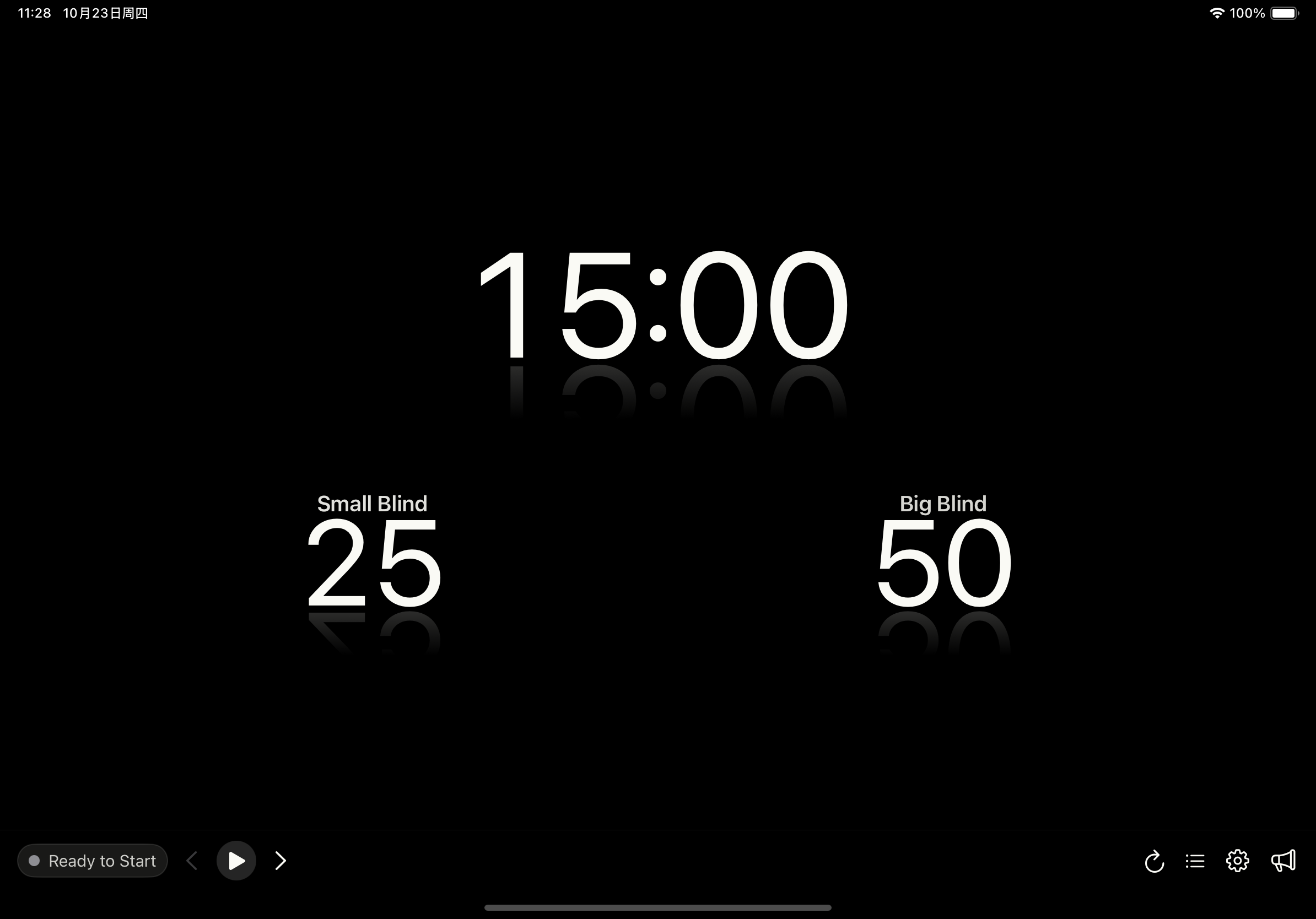 PokerTimer iPad screenshot